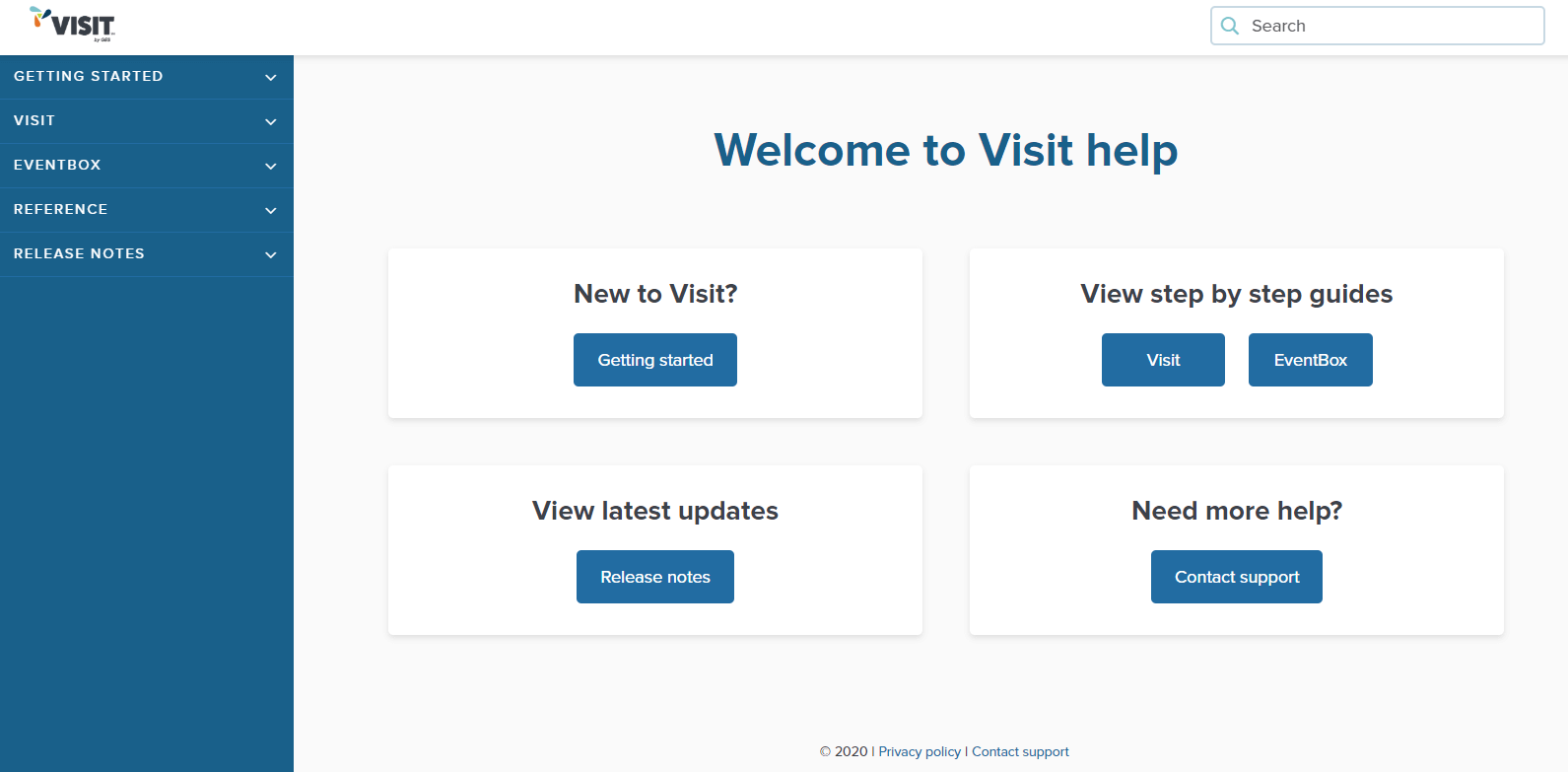 Screenshot of the Visit webhelps homepage